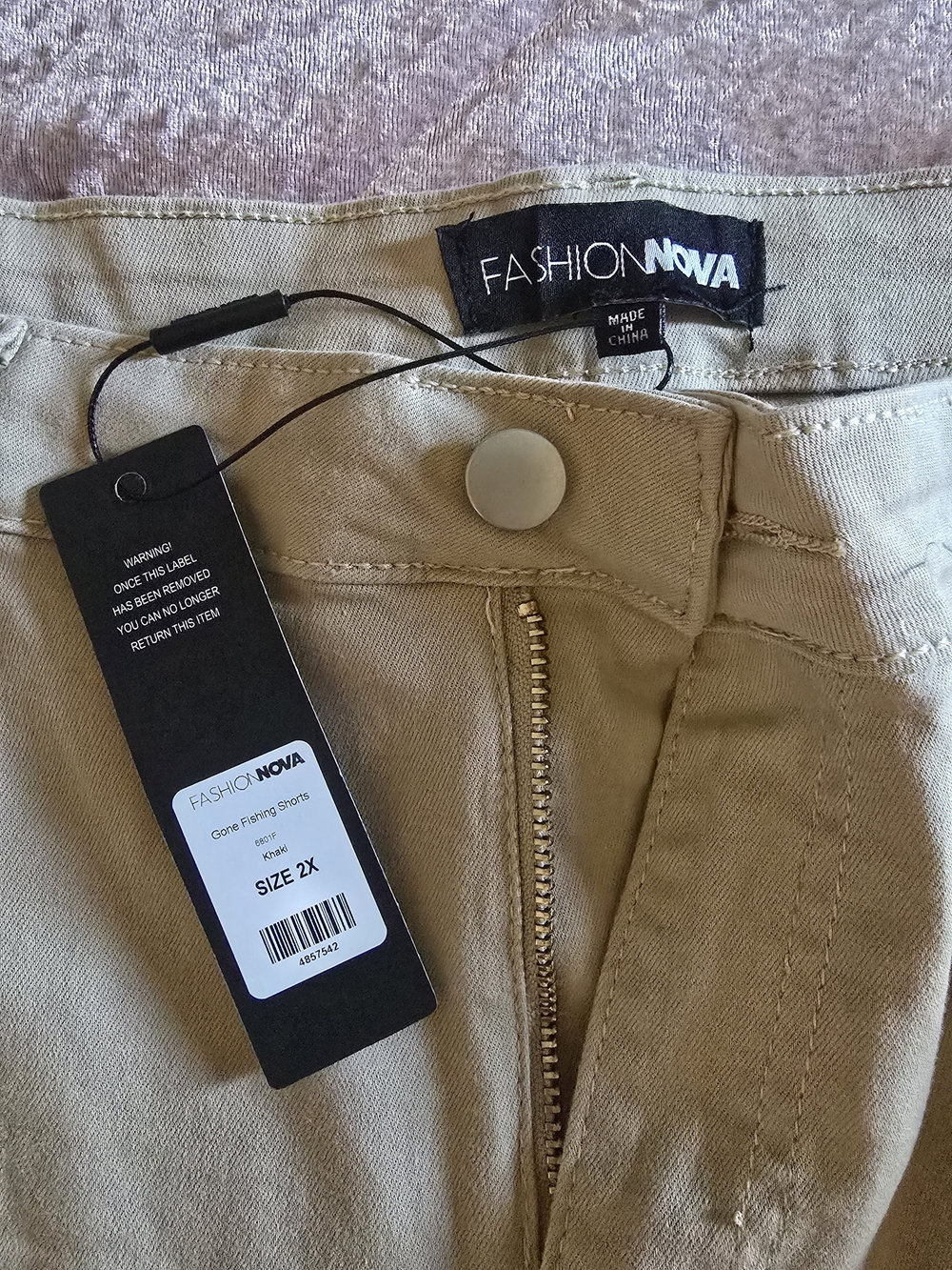 Fashion Nova Tan High-Rise Zip Front Shorts